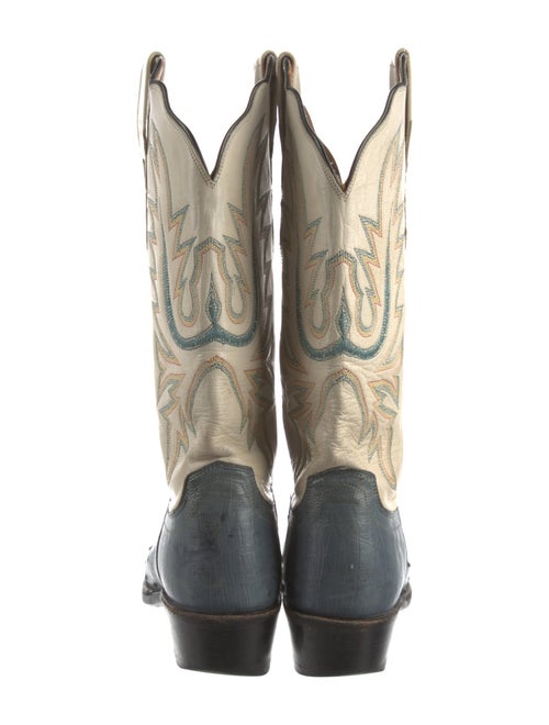 Lucchese Embossed Leather Colorblock Pattern Western Boots