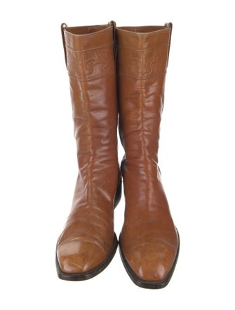 Lucchese Leather Embroidered Accent Boots