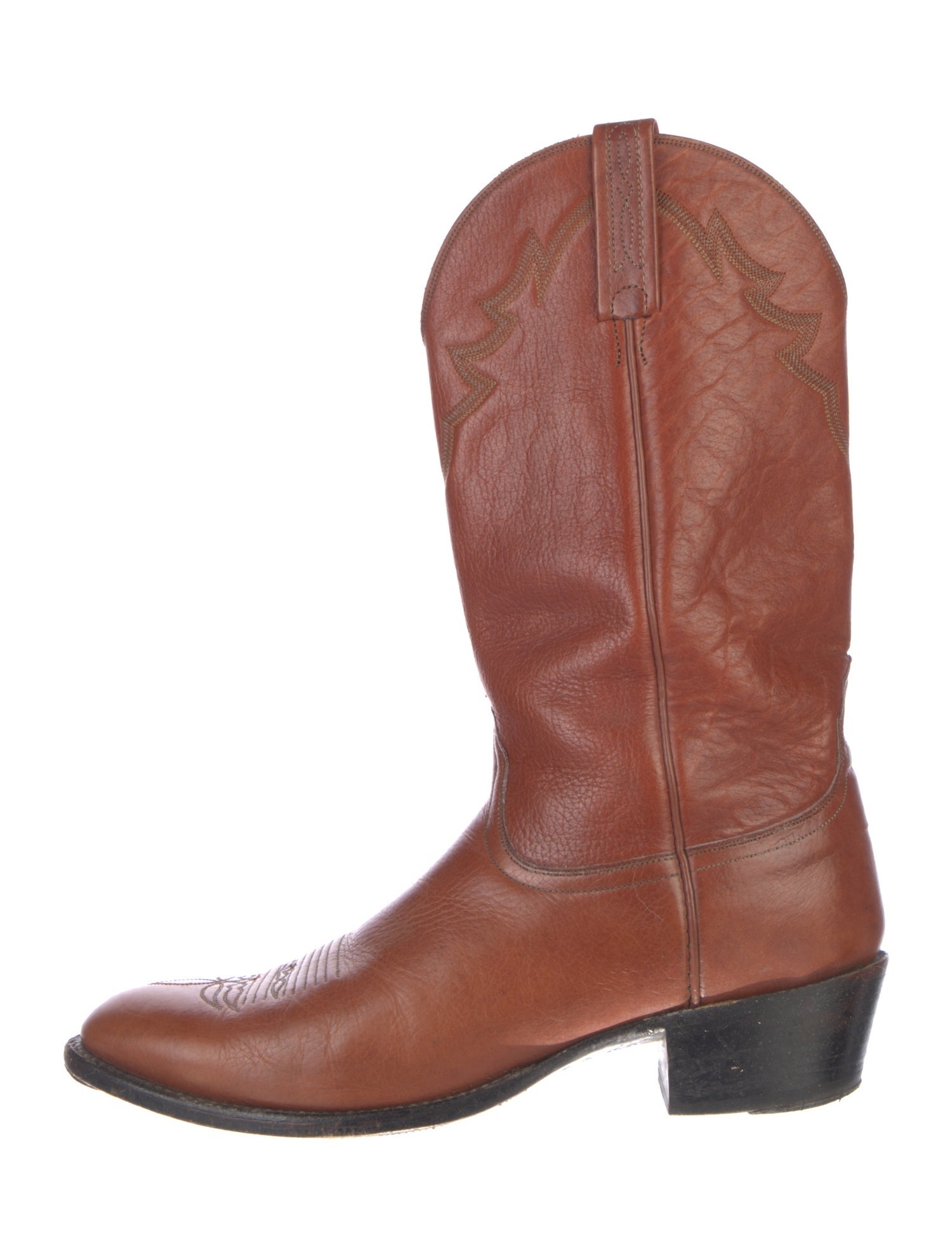 Lucchese Leather Embroidered Accent Western Boots
