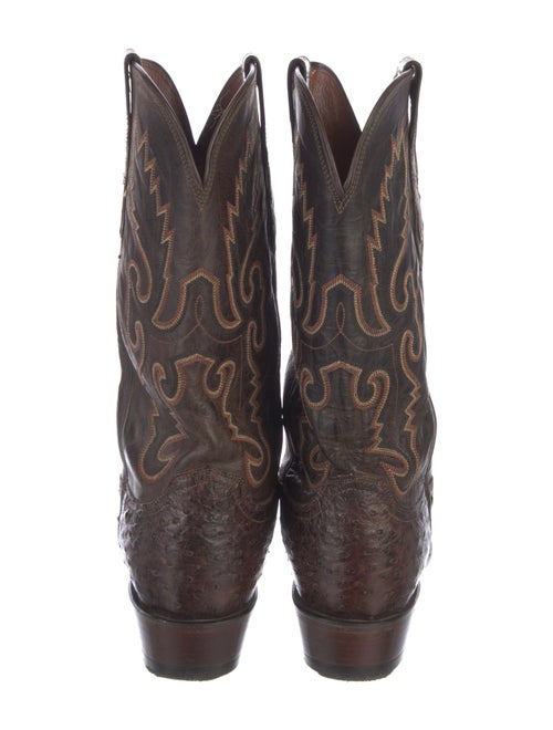 Lucchese Leather Embroidered Accent Western Boots