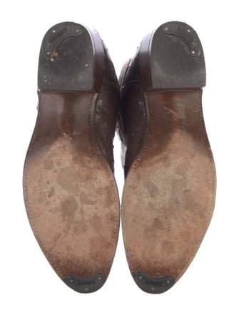 Lucchese Leather Embroidered Accent Western Boots