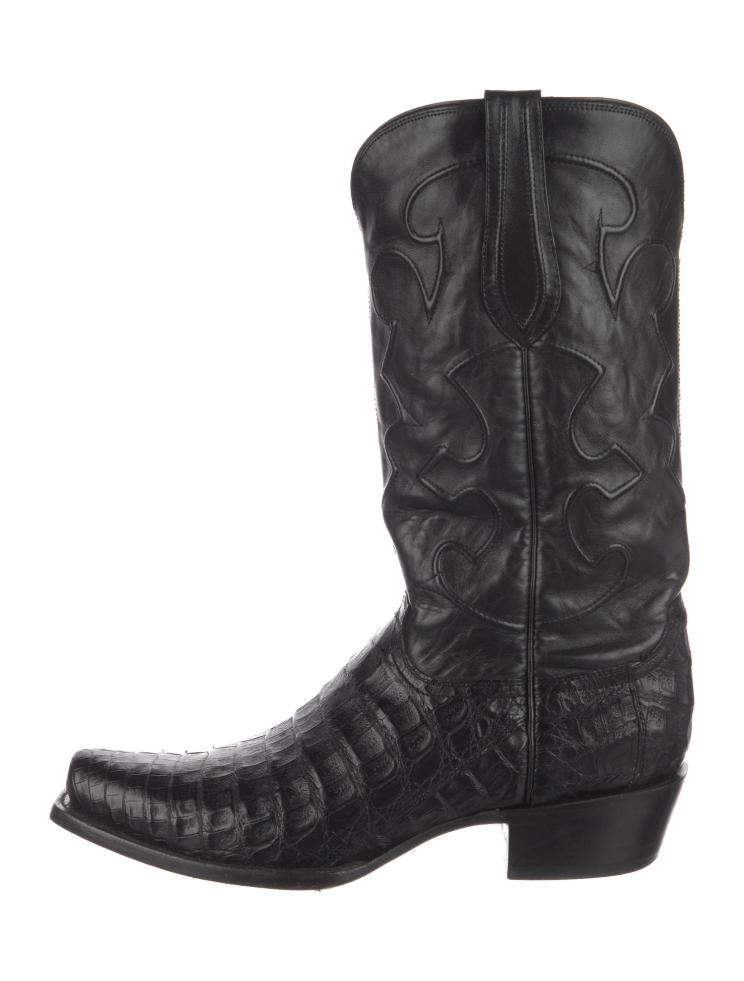 Lucchese Crocodile Embroidered Accent Western Boots