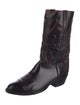 Lucchese Leather Embroidered Accent Western Boots