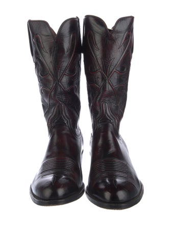 Lucchese Leather Embroidered Accent Western Boots