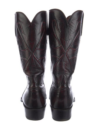 Lucchese Leather Embroidered Accent Western Boots