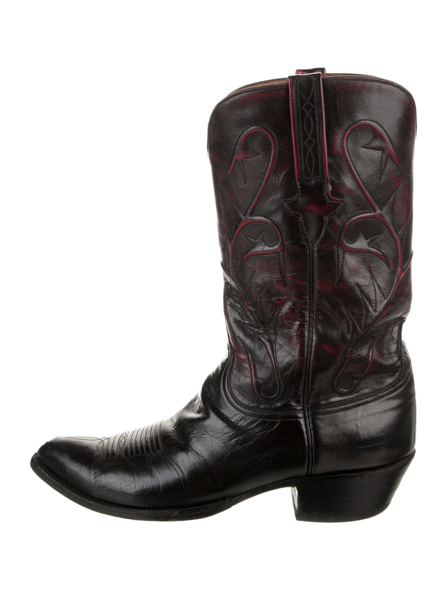 Lucchese Leather Distressed Accents Western Boots
