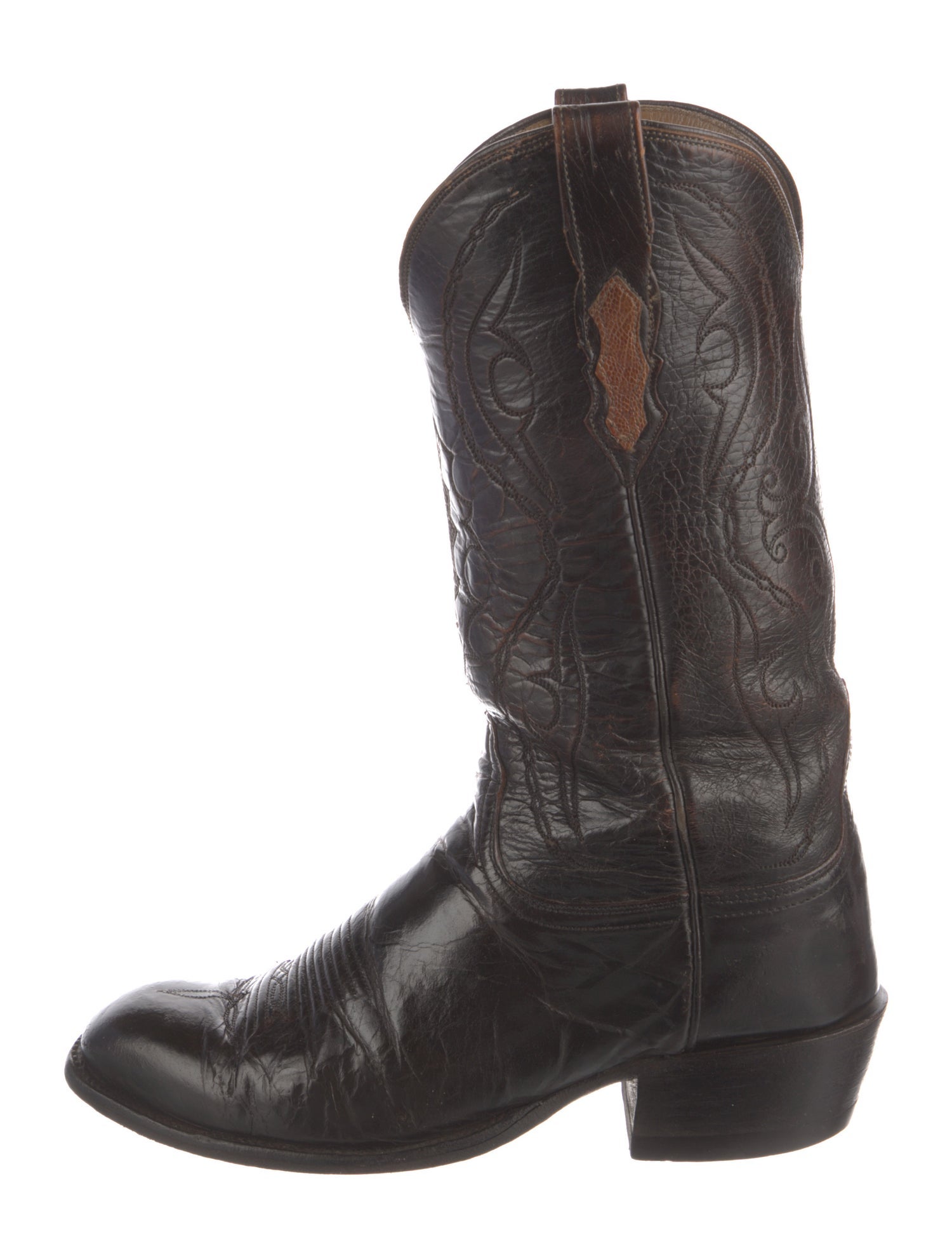 Lucchese Leather Patterned Western Boots