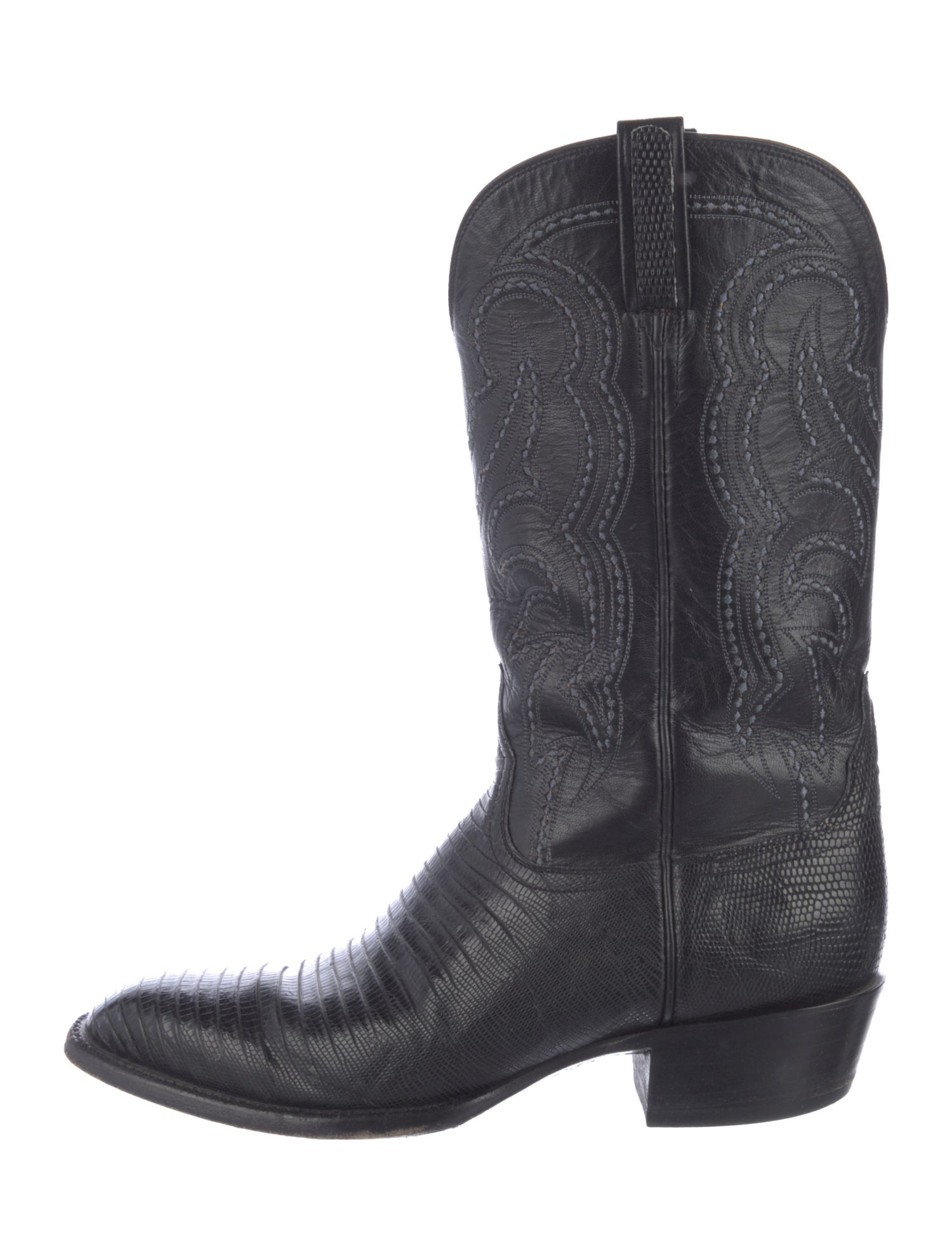 Lucchese Lizard Embroidered Accent Western Boots