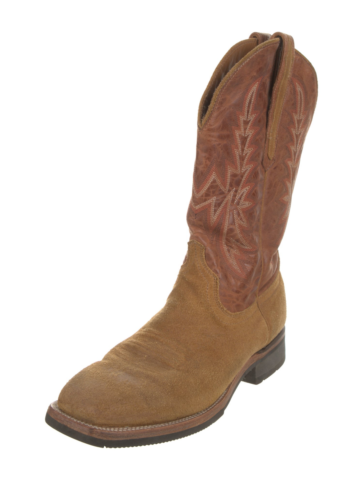 Lucchese Leather Embroidered Accent Western Boots