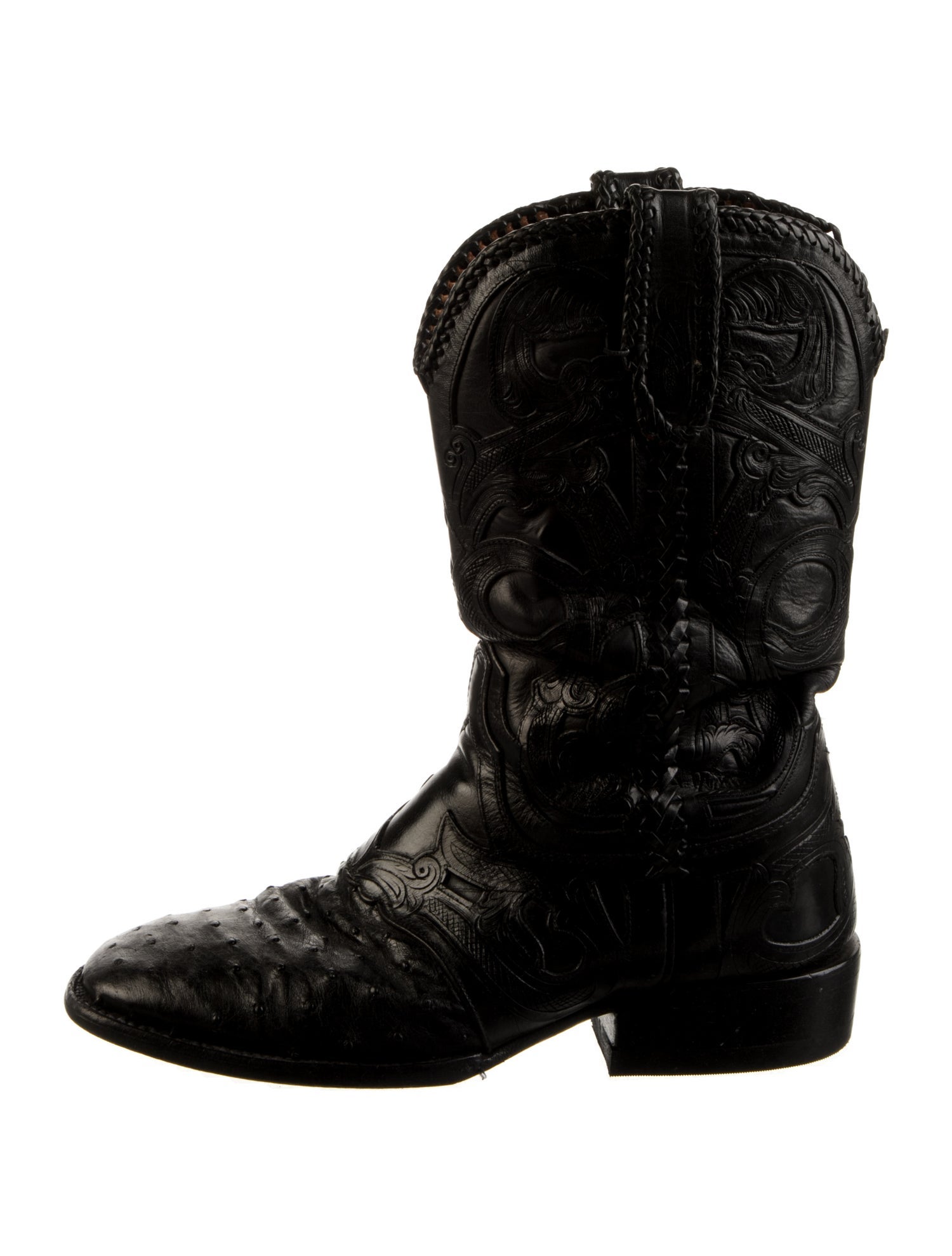 Lucchese Leather Embroidered Accent Western Boots