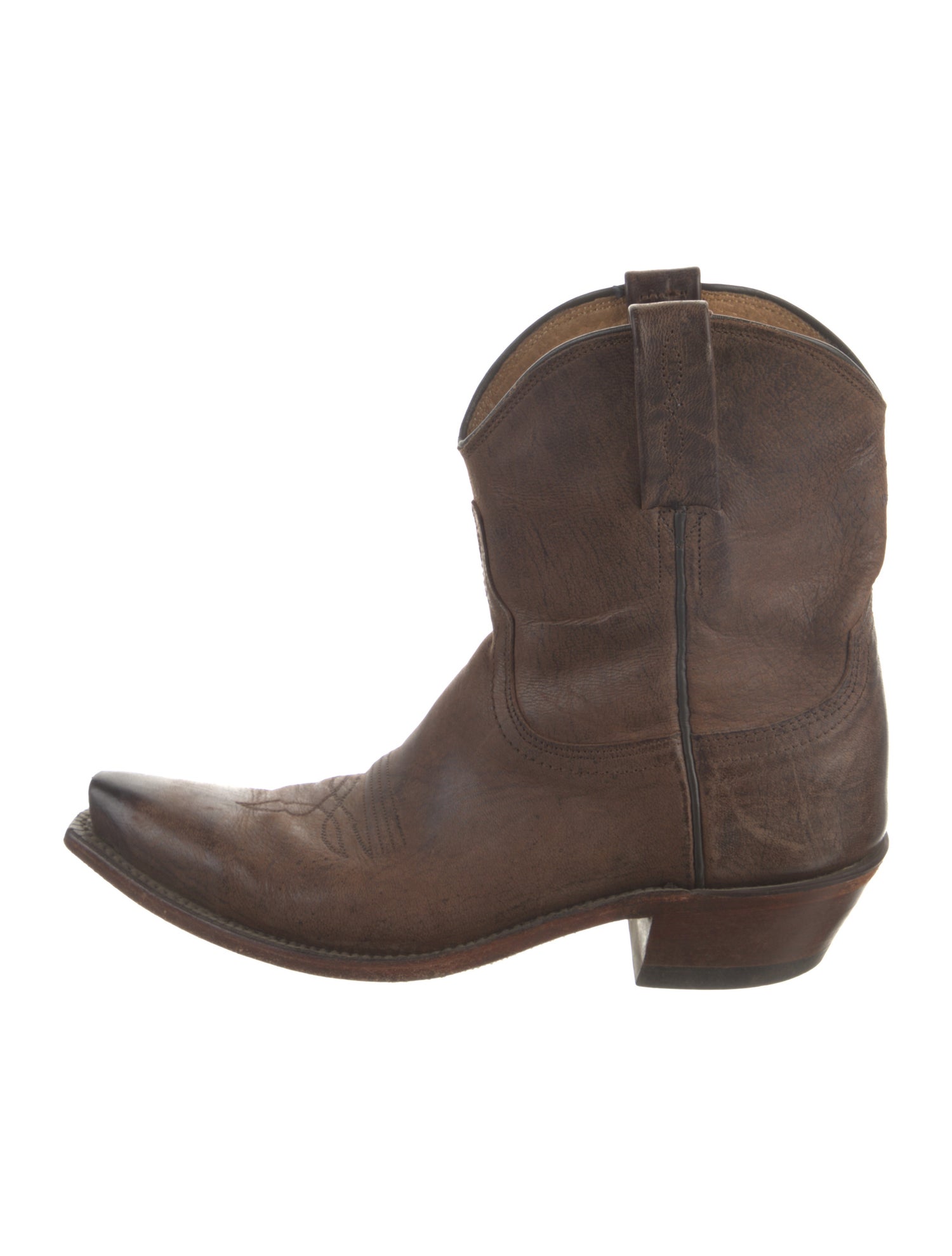 Lucchese Leather Embroidered Accent Western Boots