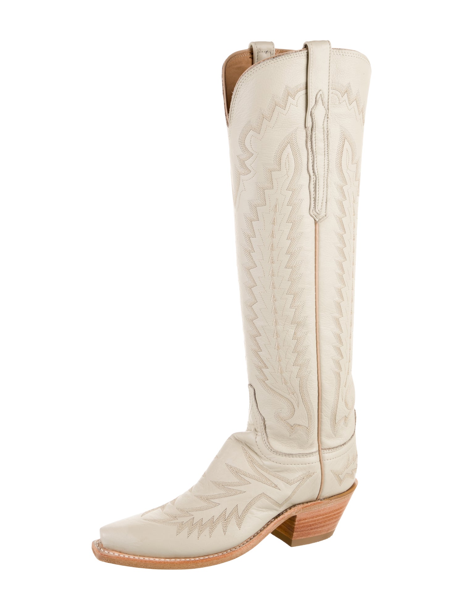 Lucchese Leather Embroidered Accent Riding Boots