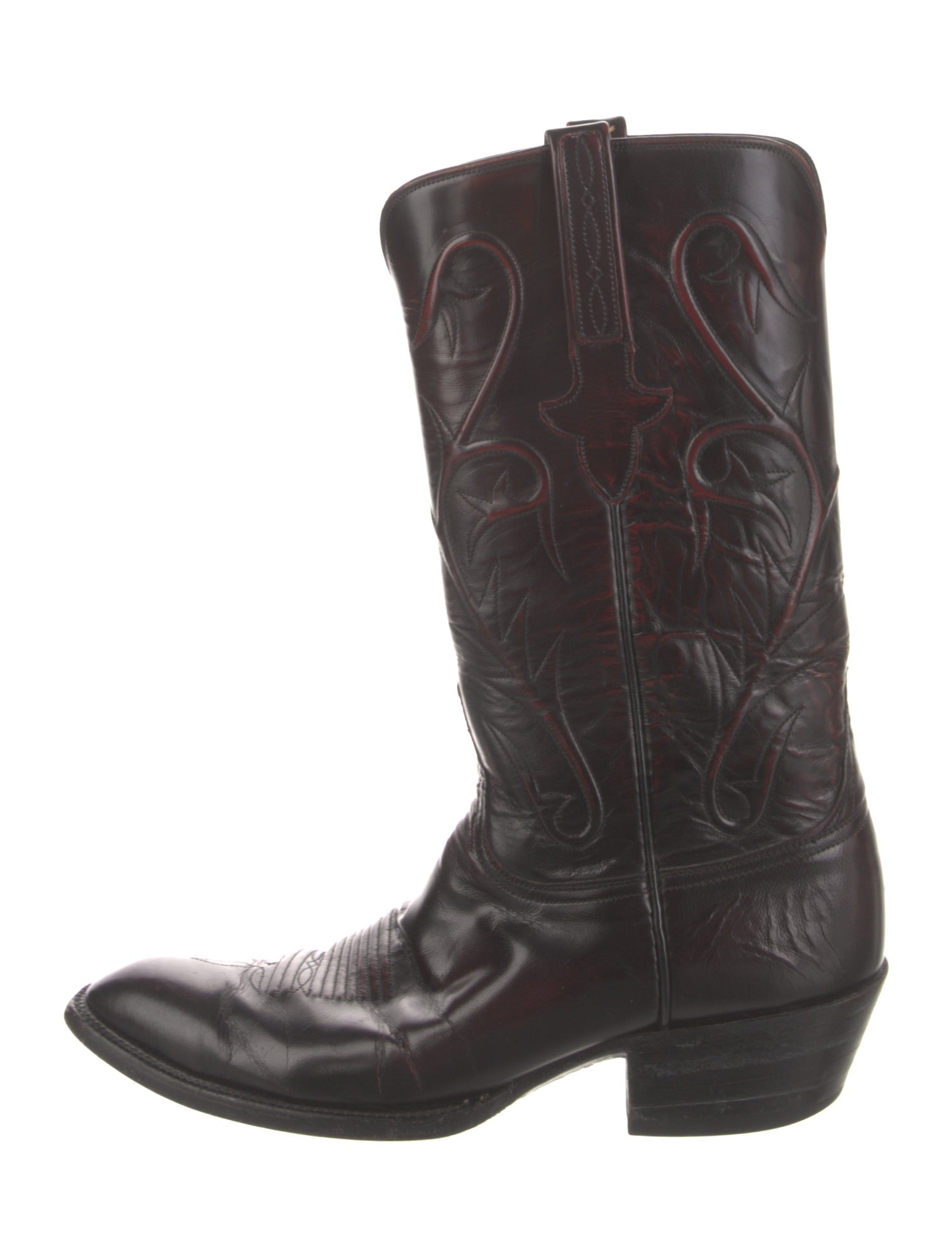 Lucchese Leather Distressed Accents Western Boots