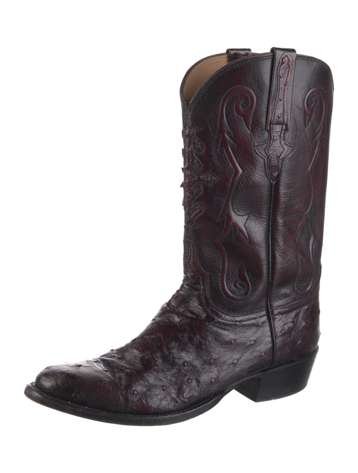 Lucchese Ostrich Patterned Western Boots