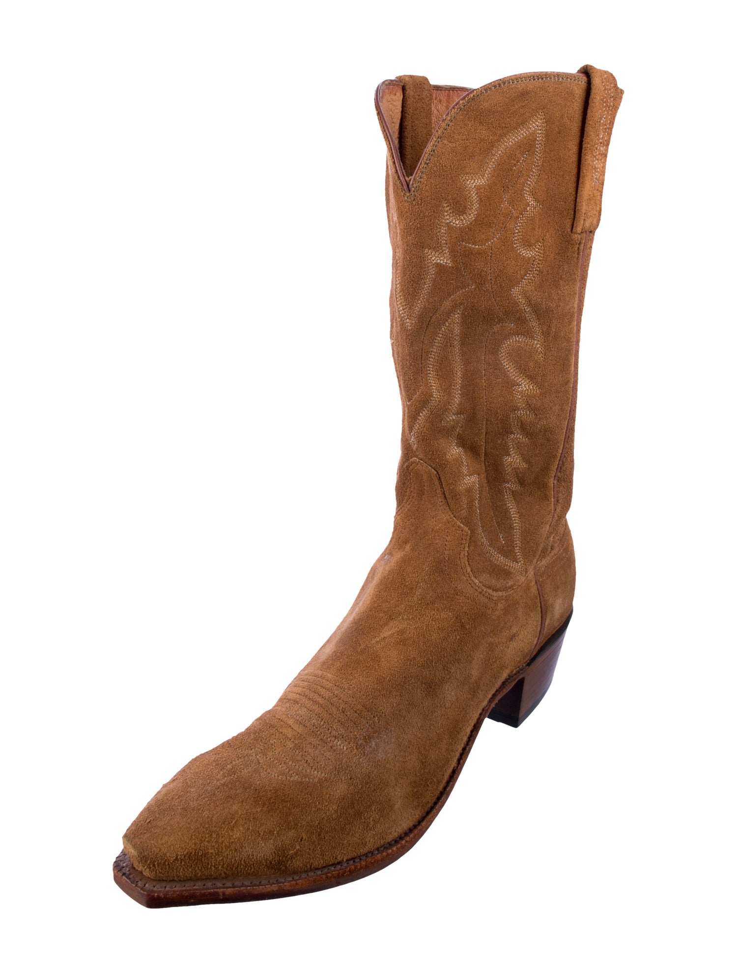 Lucchese Suede Embroidered Accent Western Boots