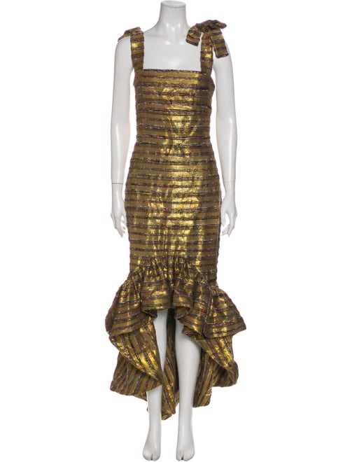 Leal Daccarett Striped Long Dress Gold
