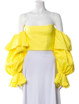 Leal Daccarett Linen Off-The-Shoulder Crop Top