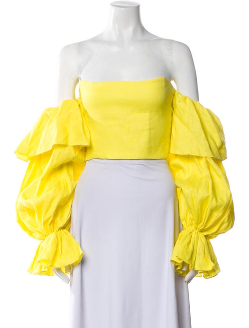 Leal Daccarett Linen Off-The-Shoulder Crop Top