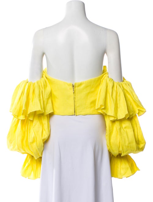 Leal Daccarett Linen Off-The-Shoulder Crop Top