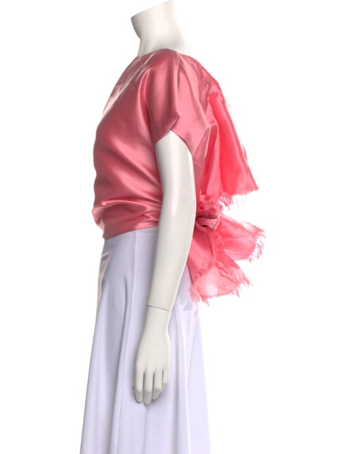 Leal Daccarett Silk Bateau Neckline Crop Top