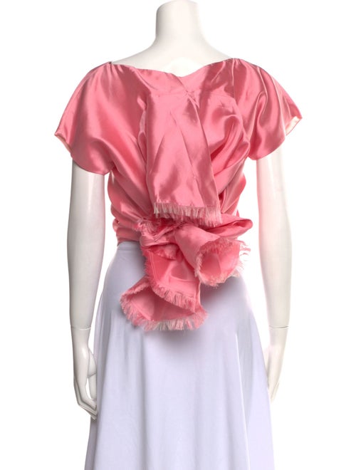 Leal Daccarett Silk Bateau Neckline Crop Top