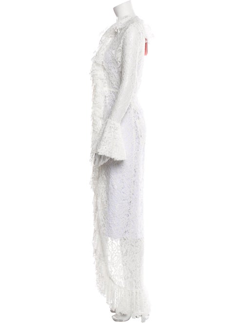 LA COMMUNE MAGIQUE Lace Pattern Ruffle Embellishment Robe