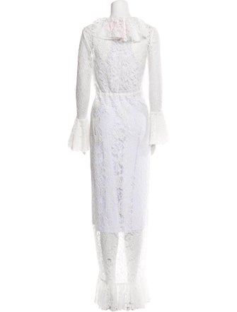 LA COMMUNE MAGIQUE Lace Pattern Ruffle Embellishment Robe