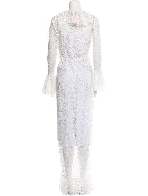 LA COMMUNE MAGIQUE Lace Pattern Ruffle Embellishment Robe