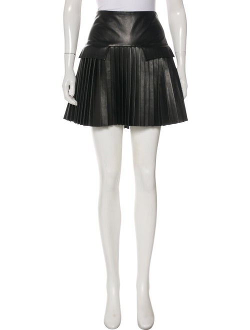 Les Chiffoniers Leather Pleated Skirt w/ Tags Blac