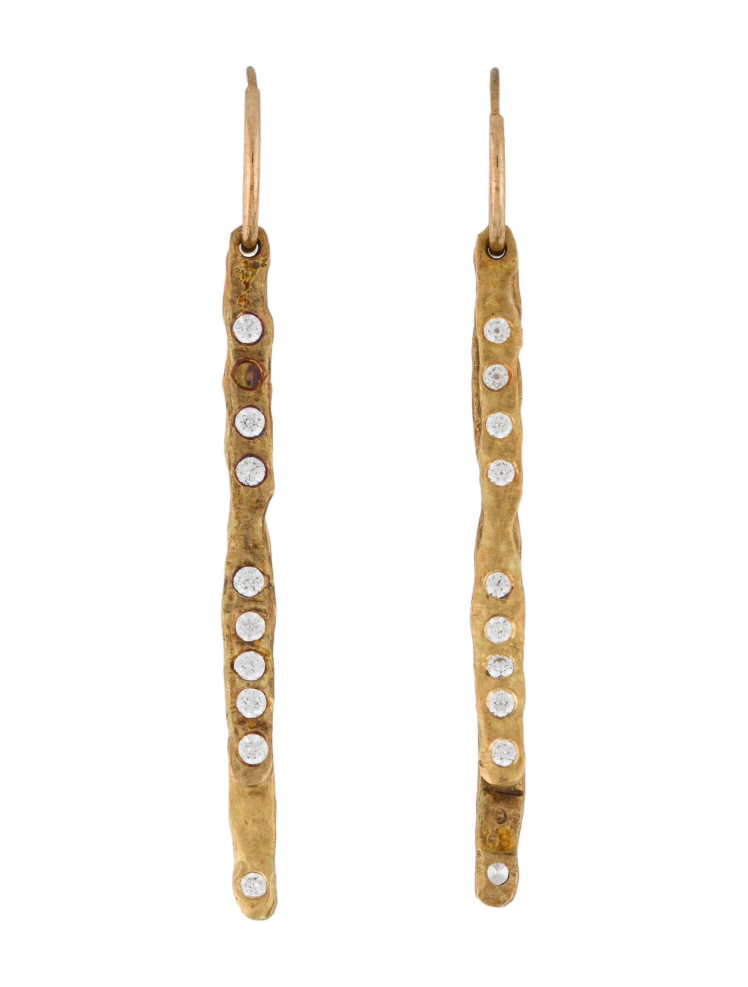 Lee Brevard 18K Cubic Zirconia Layered Sticks Endless hoop charm Earrings