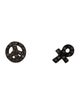 Lee Brevard Diamond Ankh & Peace Symbol Stud Earrings