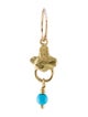 Lee Brevard Turquoise Gold Venice Endless Hoop Charm Earring