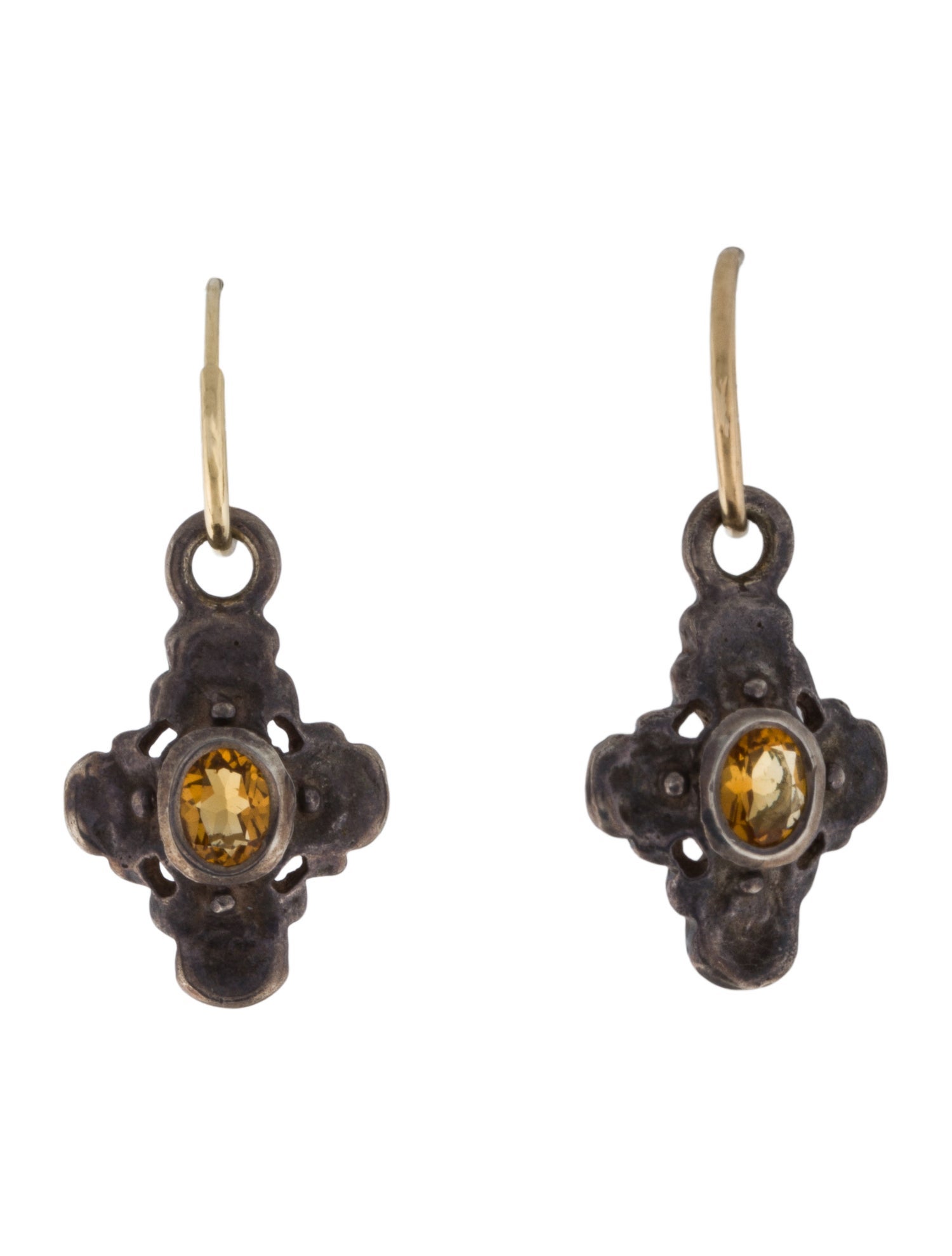 Lee Brevard Citrine Hoop Charm Earrings