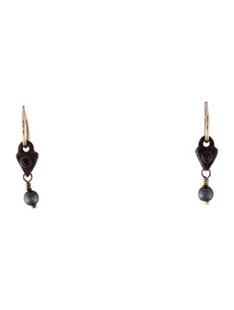 Lee Brevard Hematite,Cubic Zirconia $ Diamond Dangle Hoop Earrings