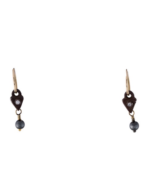 Lee Brevard Hematite,Cubic Zirconia $ Diamond Dangle Hoop Earrings