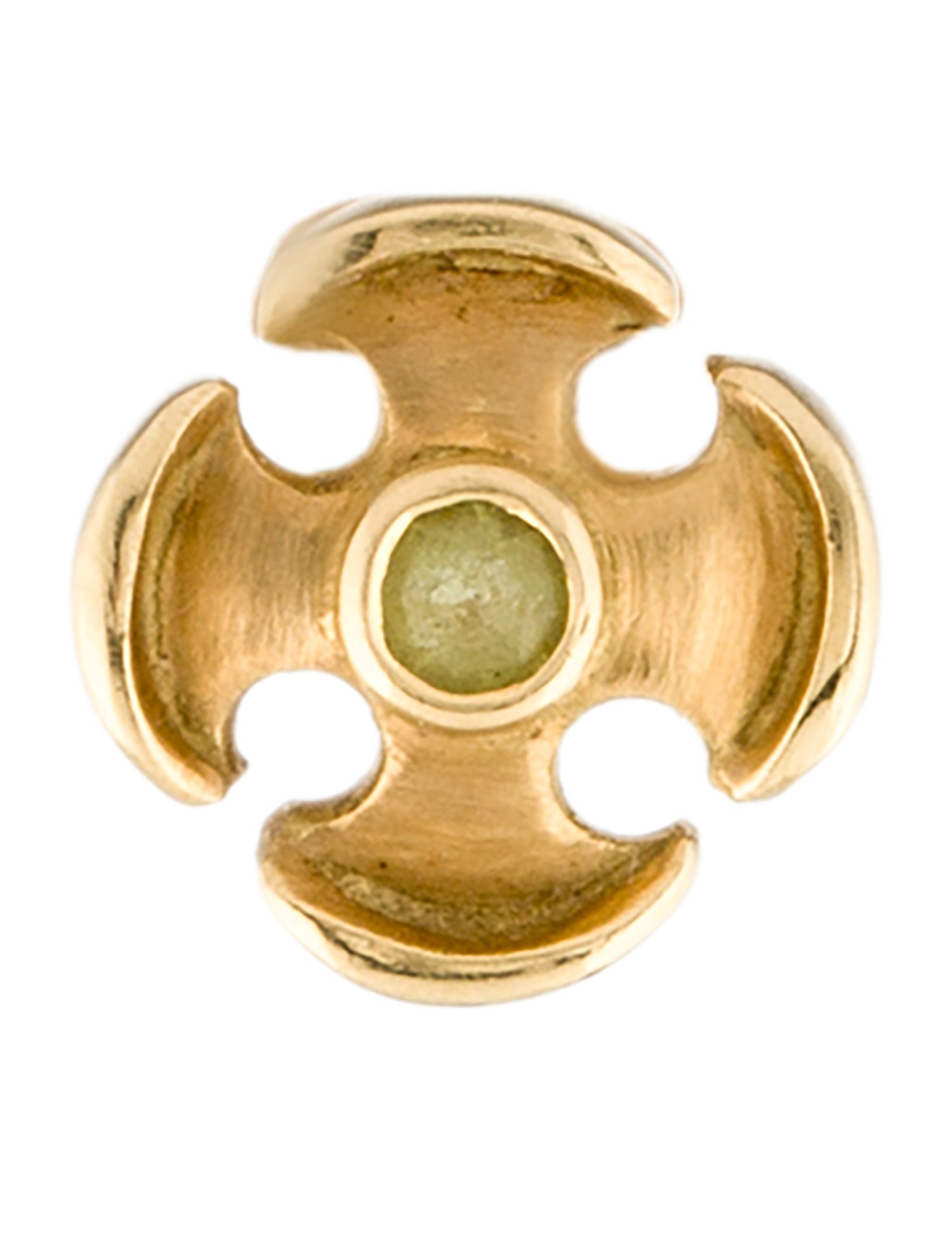 Lee Brevard 18K Peridot Tiny Temple Cross Stud Earring