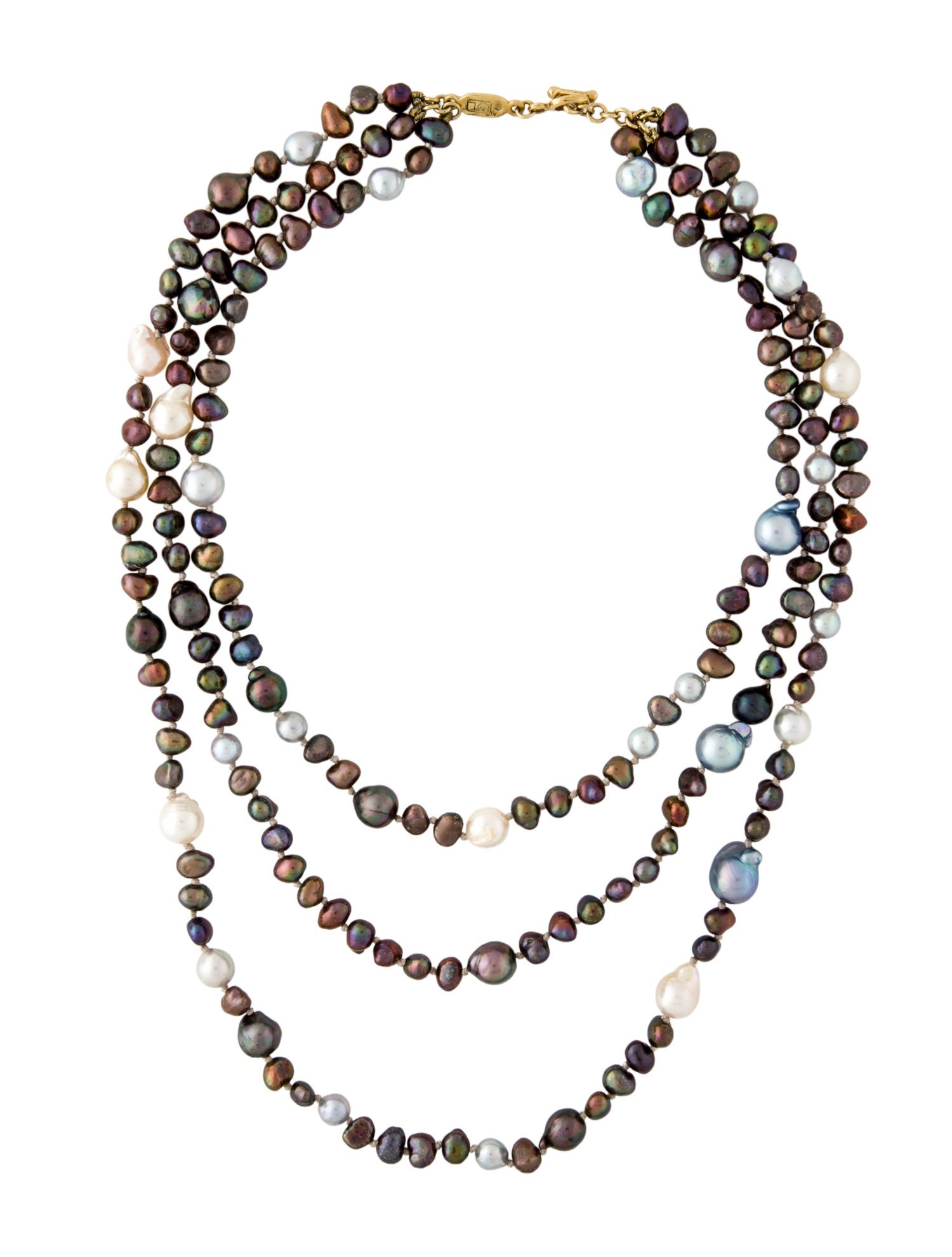 Lee Brevard 18K Pearl & Dyed Pearl Multistrand Necklace