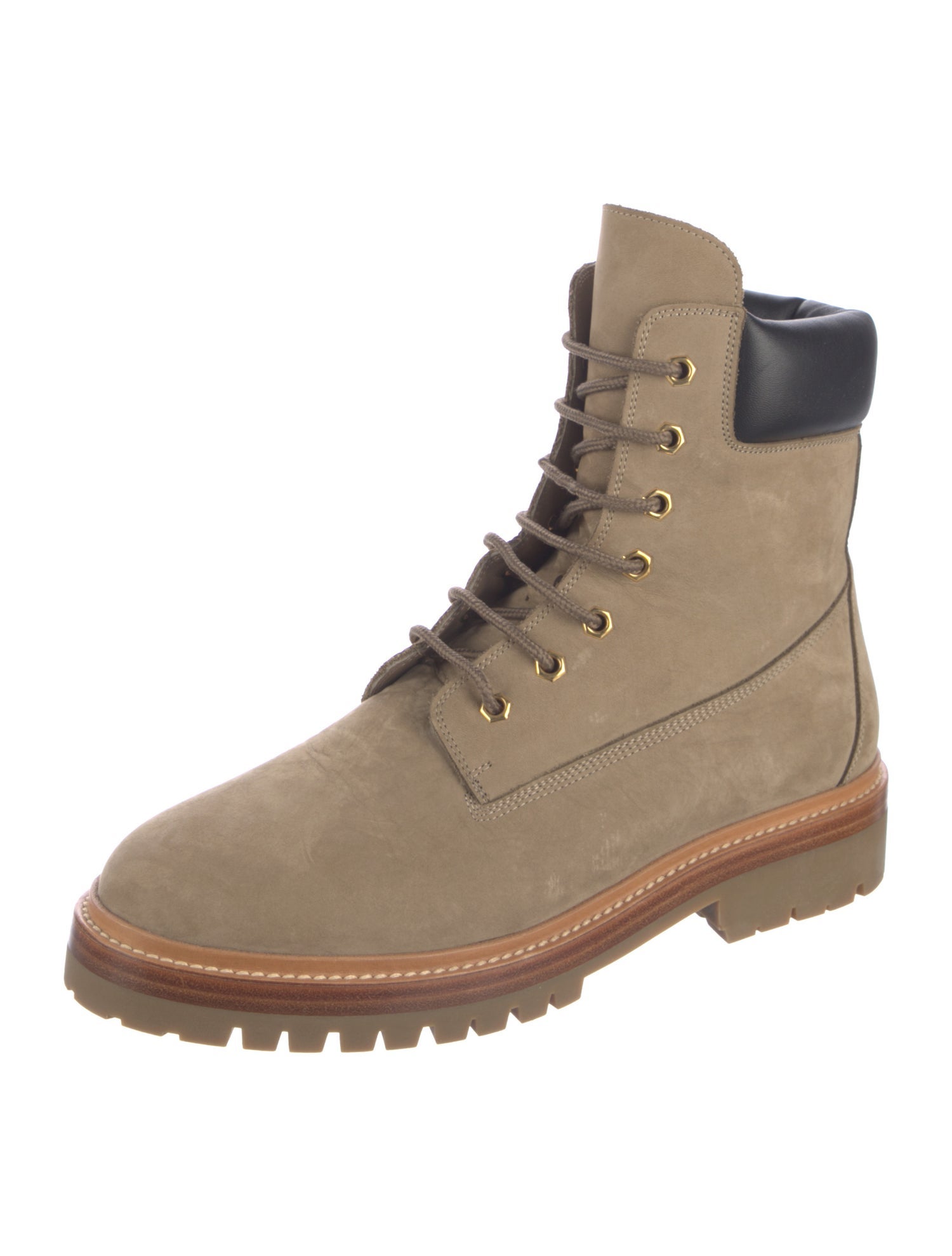 Legres Suede Colorblock Pattern Combat Boots