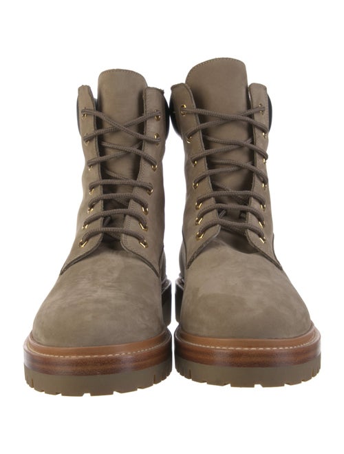 Legres Suede Colorblock Pattern Combat Boots