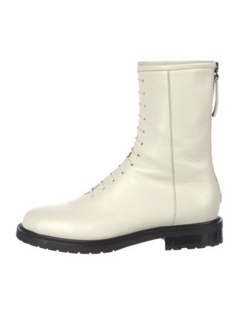 Legres Leather Colorblock Pattern Combat Boots