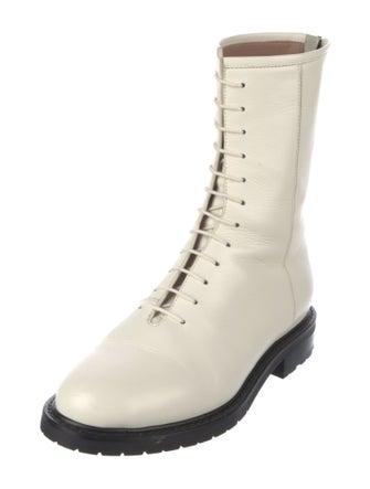 Legres Leather Colorblock Pattern Combat Boots
