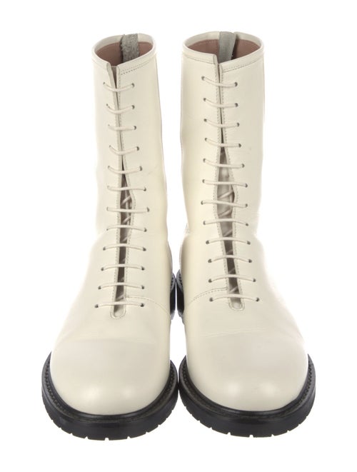 Legres Leather Colorblock Pattern Combat Boots