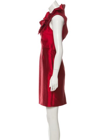 Robe Cocktail Lela Rose Taille 4 - Maille évasée Jacquard Rose Magenta, Manches Longues, Neuve Avec étiquettes