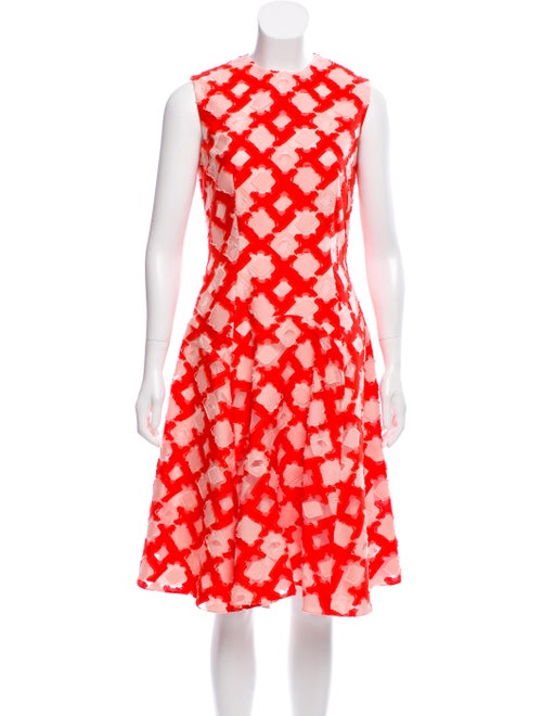 Lela Rose Godet Fil-coupé Dress Pink