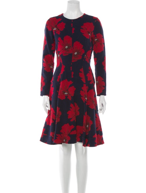 Lela Rose Floral Print Knee-Length Dress Rose