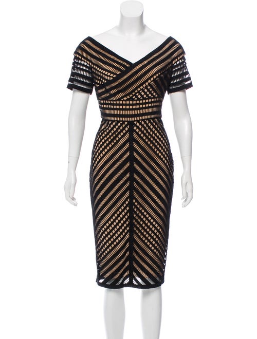 Lela Rose Windowpane Lace Midi Dress Rose