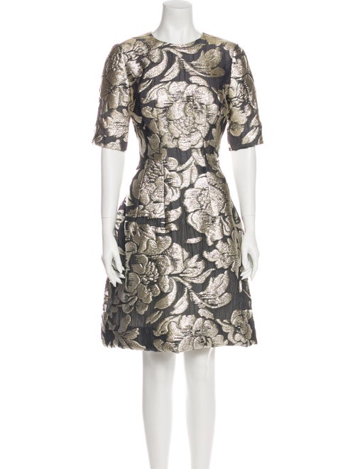 Lela Rose Floral Print Knee-Length Dress Rose