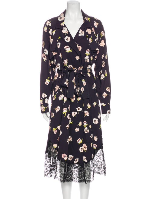 Lela Rose Floral Print Midi Length Dress Rose