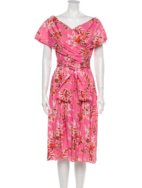 Lela Rose Floral Print Knee-Length Dress Rose