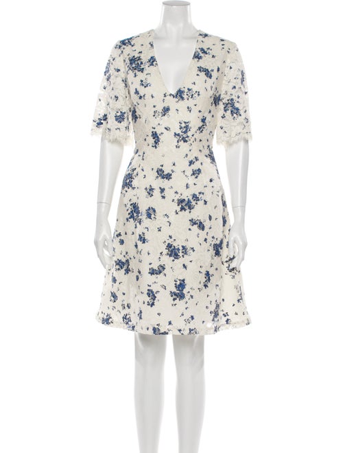 Lela Rose Floral Print Knee-Length Dress Rose